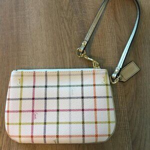 Coach Heritage Tattersall Multi Colored Plaid Wristlet Gold Trim & Hangtag NWOT